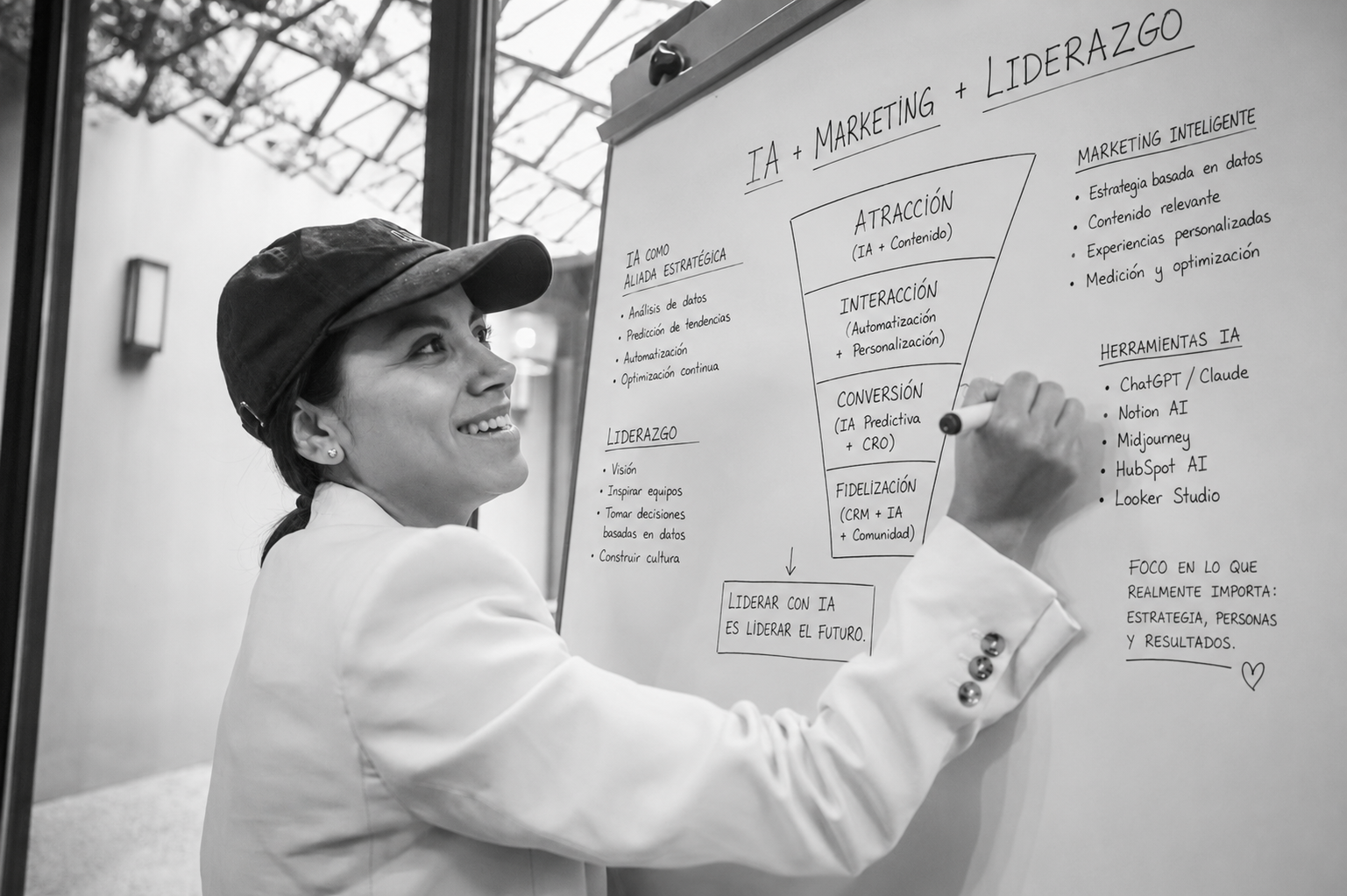 Estrategia de marketing con IA trabajada a mano junto al cliente